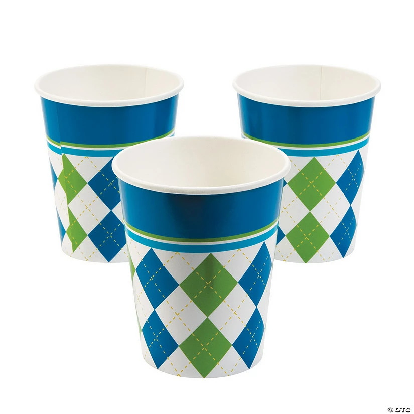Wholesale β Golf Par-Tee Checkered Blue & Green Paper Cups - 8 Pc. π 4 Wholesale β Golf Par-Tee Checkered Blue & Green Paper Cups - 8 Pc. π - Image 2
