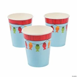 Wholesale 🔥 Little Fisherman Hanging Fish Paper Cups - 8 Pc. 😉 -Birthday Party Cups Sales Store 13733910