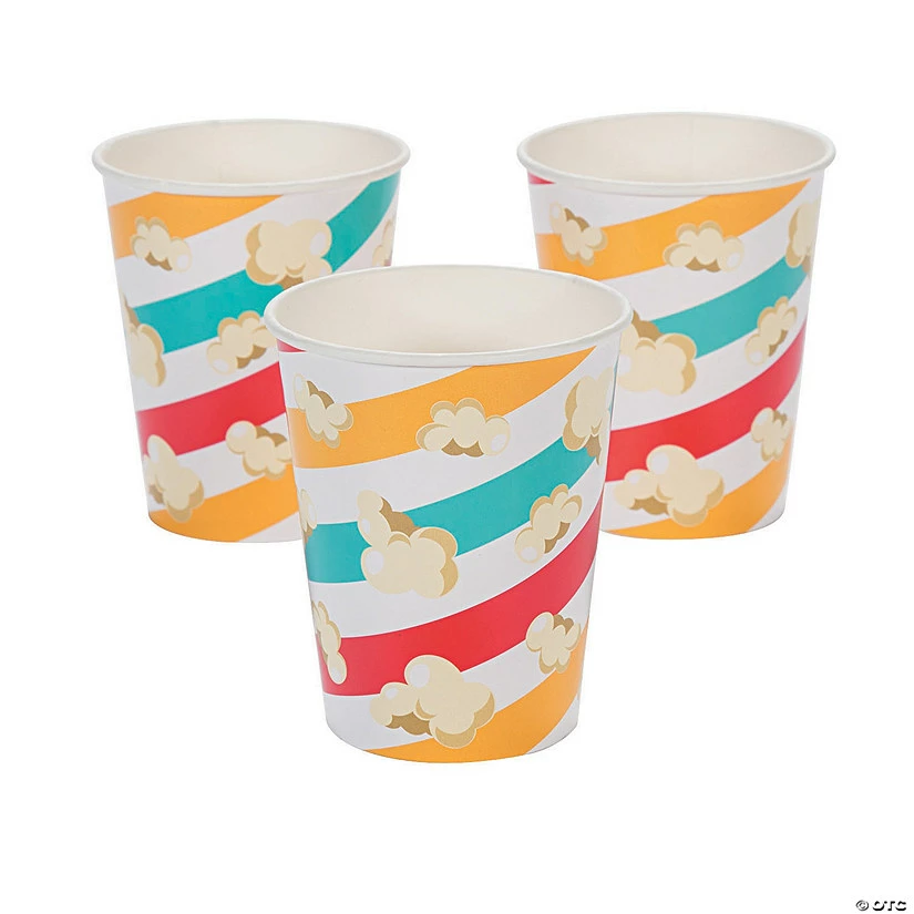 Discount π Movie Party Popcorn Striped Paper Cups - 8 Pc. π 4 Discount π Movie Party Popcorn Striped Paper Cups - 8 Pc. π - Image 2