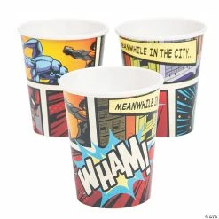 Discount ❤️ Comic Panel Superhero Paper Cups - 8 Pc. 🔔 -Birthday Party Cups Sales Store 13933450