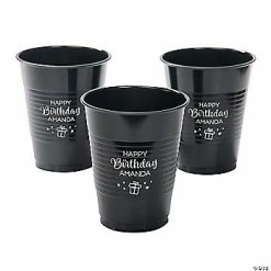 Promo 👍 Black Personalized 🎂 Birthday Party Cups - 40 Ct. 🎁