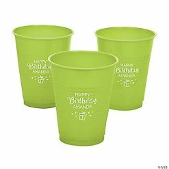 Top 10 🥰 Lime Green Personalized 🥳 Birthday Party Solid Color Plastic Cups - 40 Pc. ✔️
