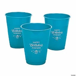 New 🌟 Teal Personalized 🥳 Birthday Party Solid Color Plastic Cups - 40 Pc. 😍