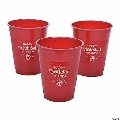 Cheapest 🛒 Red Personalized 🥳 Birthday Party Solid Color Plastic Cups - 40 Pc. 🌟