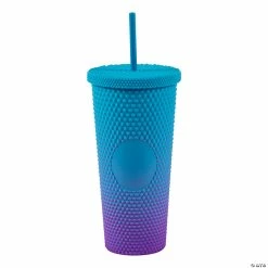 Discount 🎁 Blue & Purple Plastic Tumbler with Lid & Straw 👍 -Birthday Party Cups Sales Store 14104360