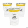 Deals 🌟 Personalized Milestone 🥳 Birthday Clear Plastic Cups with Gold Trim - 50 Pc. 🛒 -Birthday Party Cups Sales Store 14145660