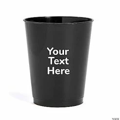 Top 10 ❤️ Personalized Open Text Plastic Black Stadium Cups - 50 Ct. 🧨