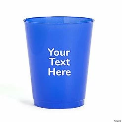 Promo 🎁 Personalized Open Text Blue Plastic Stadium Cups - 50 Ct. 🧨