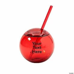 Buy 💯 Personalized Open Text Red Round Cups with Lids & Straws - 25 Pc. 👏