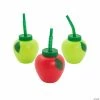 Outlet 🔔 Apple-Shaped Green & Red Cups with Straws- 12 Ct. ✔️