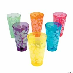 Best deal 🧨 Bright Luau Hibiscus Print Plastic Cups - 12 Pc. 🧨