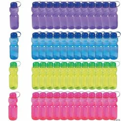 Flash Sale ๐ Bulk Colorful Contoured Plastic Water Bottles - 60 Pc. ๐