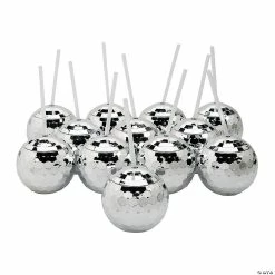 Best Sale 🛒 Bulk Disco Ball-Shaped Cups with Straws - 18 Pc. 🧨