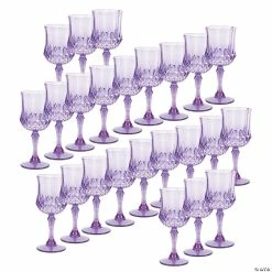 Hot Sale βοΈ Bulk Purple Patterned Plastic Wine Glasses - 48 Pc. π