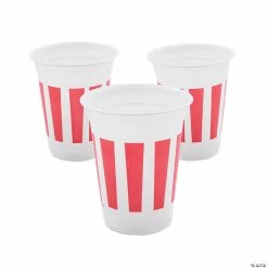 Coupon ✨ Carnival Red & White Stripe Plastic Cups - 50 Pc. 🤩