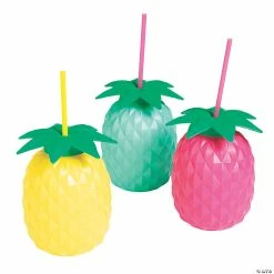 Coupon 🤩 Colorful Pineapple Cups with Straws - 6 Ct. 👏