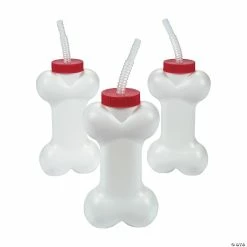 Outlet π Dog Bone Cups with Straws - 12 Ct. π₯