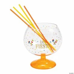Cheap 🌟 Fiesta Plastic Fishbowl Cup with Straws - 5 Pc. ✔️