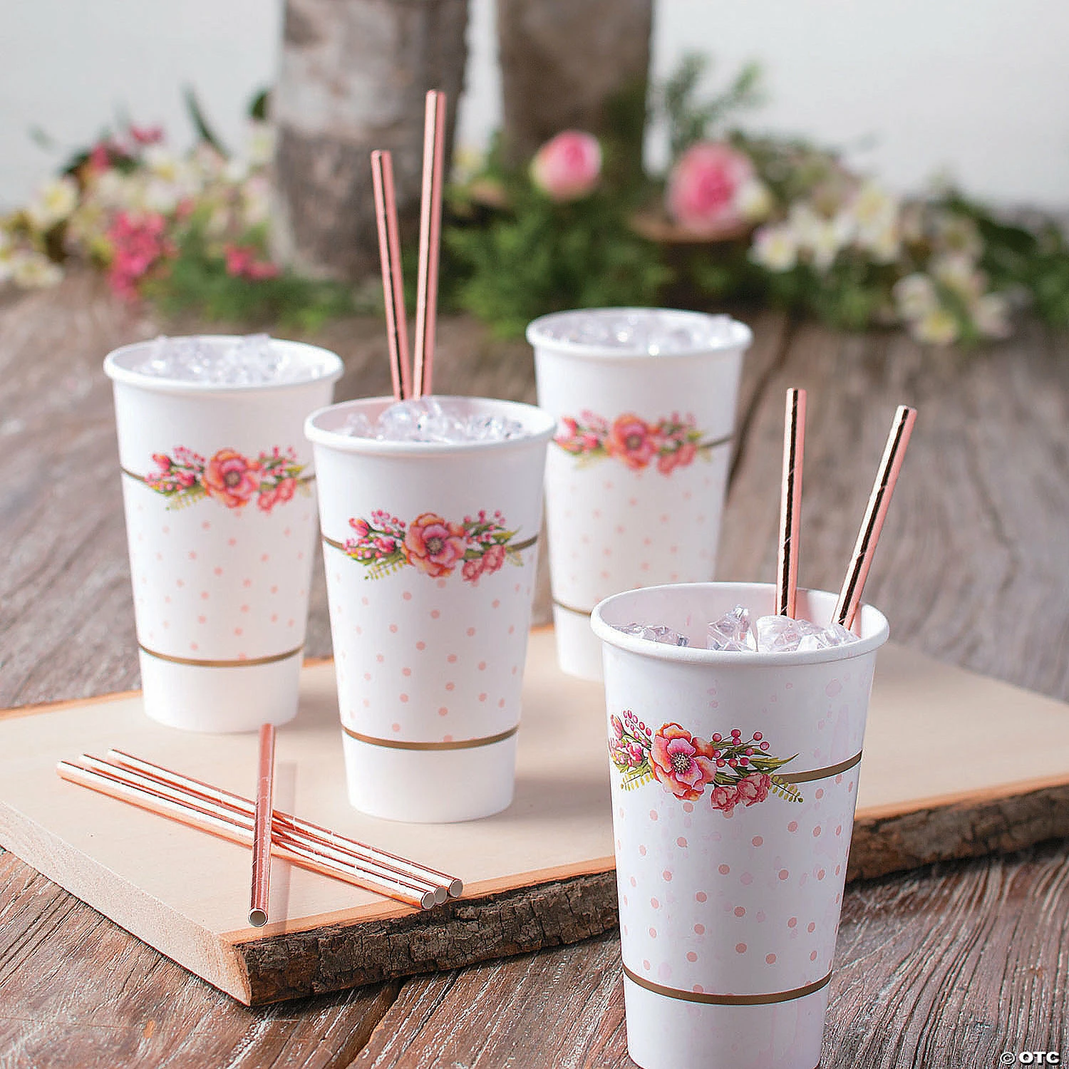 New ⌛ Floral Plaid & White Bridal Shower Paper Cups - 24 Ct. ⌛ 4 New ⌛ Floral Plaid & White Bridal Shower Paper Cups - 24 Ct. ⌛ - Image 2