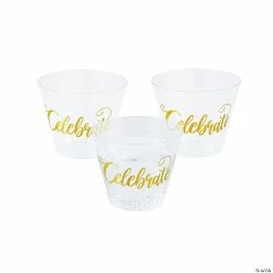Best Pirce ⭐ Gold Celebrate Clear Plastic Cups - 50 Pc. 😉