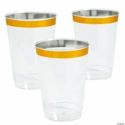 Promo ๐ Gold Rim Clear Plastic Cups - 50 Pc. ๐ฏ