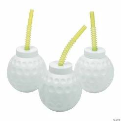 Birthday Party Cups Sales Store 12 Best Pirce π Golf Ball Molded Cups with Straws - 12 Ct. π