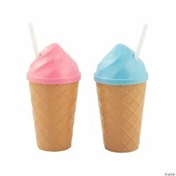 Promo 🔥 Ice Cream-Shaped Cups with Straws - 12 Pc. ✔️