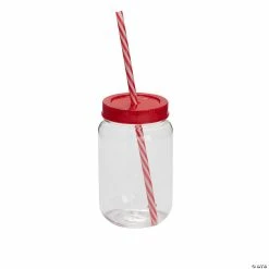 Buy π Mason Jar Cups with Lid & Straw - 6 Ct. π
