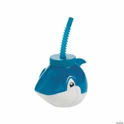 Outlet βοΈ Molded Jawsome Shark Cups with Straws - 12 Ct. π