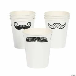 Best deal 😀 Mustache Party White Paper Cups - 8 Pc. ⌛