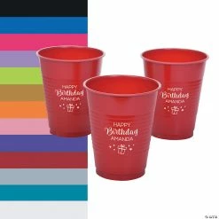 Flash Sale โ๏ธ Personalized ๐ Birthday Party Solid Color Plastic Cups - 40 Pc. ๐งจ