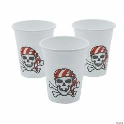 Buy ๐ Pirate Bandana Skull & Crossbones Plastic Cups - 50 Pc. ๐ฅฐ