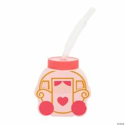 Deals ✔️ Princess Carriage Plastic Cups with Lids & Straws - 8 Pc. 🔔