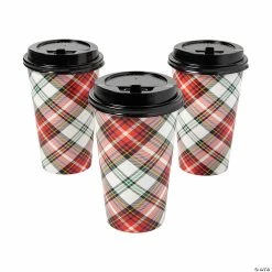 Best deal 😉 Tartan Plaid Paper Coffee Cups with Lids- 12 Ct. 🤩