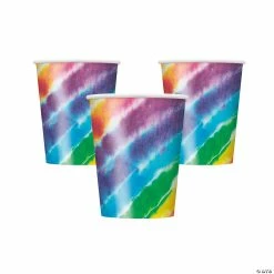 Best deal 👏 Tie-Dyed Rainbow Striped Paper Cups - 8 Pc. ⌛