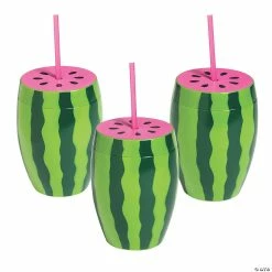 Promo 👍 Watermelon Cups with Straws - 6 Ct. 🔔