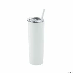 Hot Sale 👍 White 20 oz. Stainless Steel Tumbler with Lid & Straw 🛒