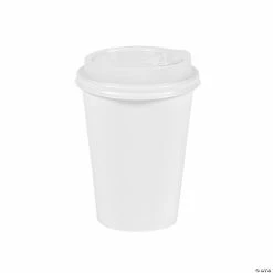 Coupon 🔔 White Paper Coffee Cups with Lids - 24 Ct. ❤️