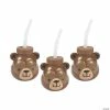 Promo 🎉 Woodland Party Bear Cups with Straws - 8 Ct. 👍 -Birthday Party Cups Sales Store woodland party bear cups with straws 8 ct 13780461