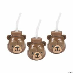 Promo π Woodland Party Bear Cups with Straws - 8 Ct. π